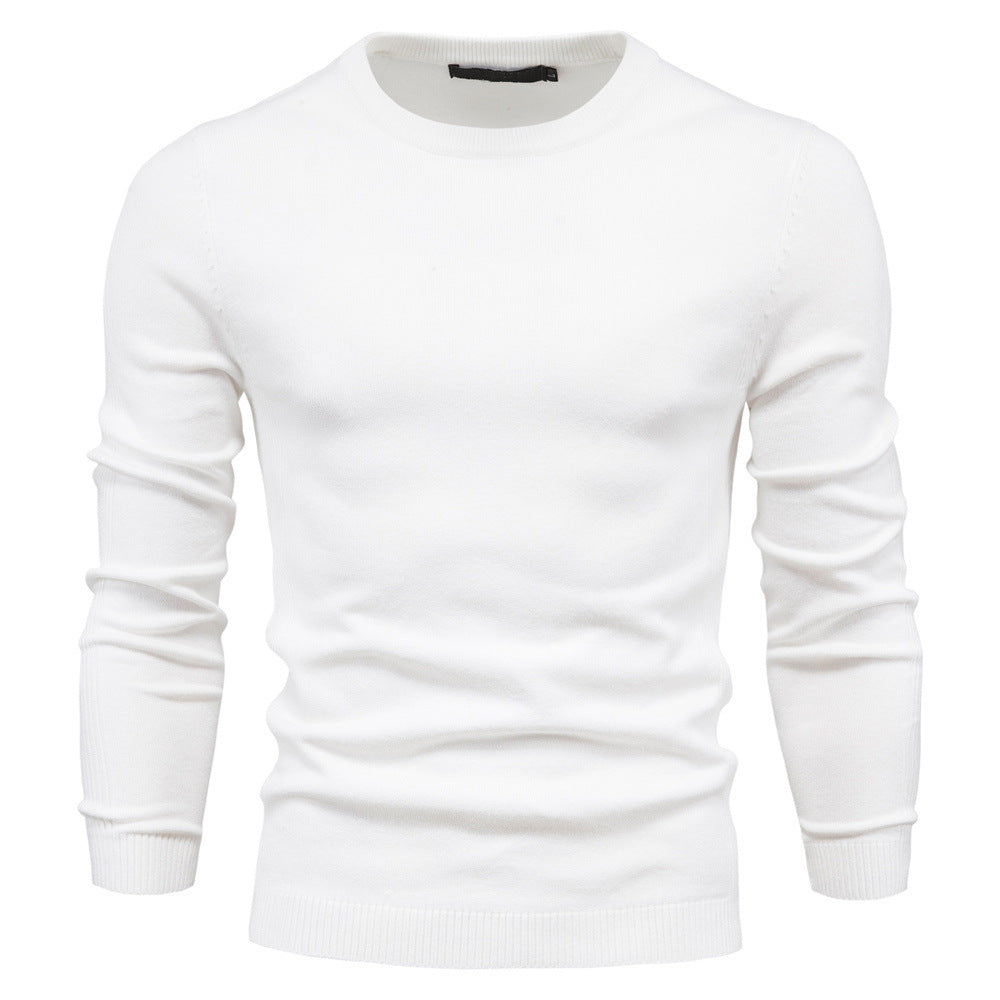 Pull uni chaud à col rond pour homme