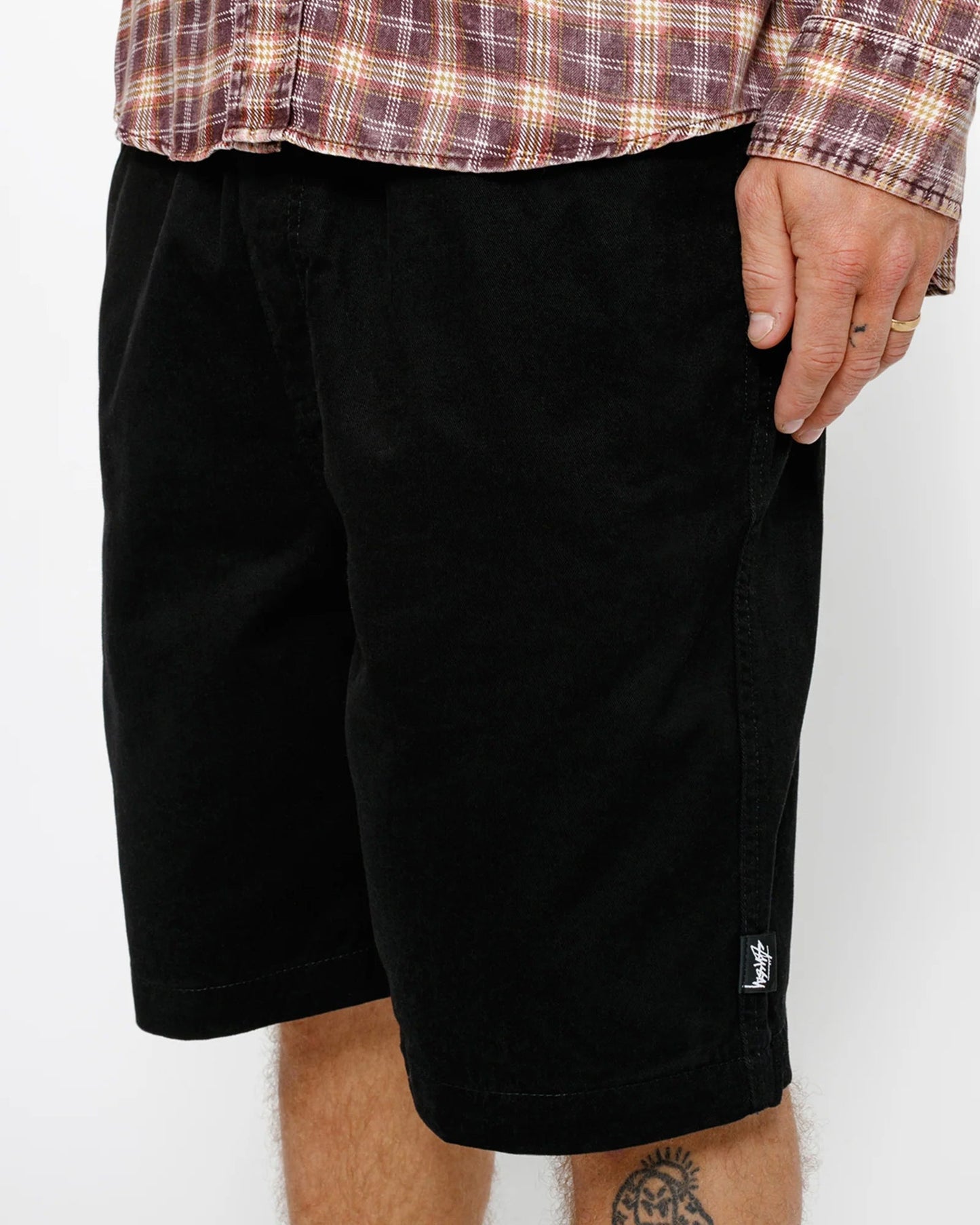 SHORT DE BAIN EN COTON BROSSÉ