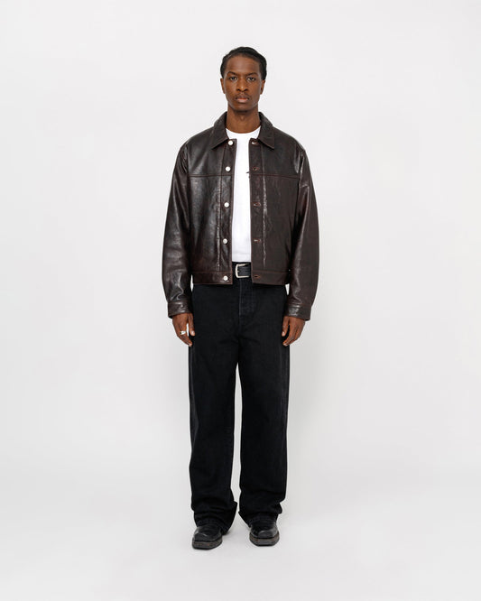 BLOUSON EN CUIR STYLE CAMIONNEUR