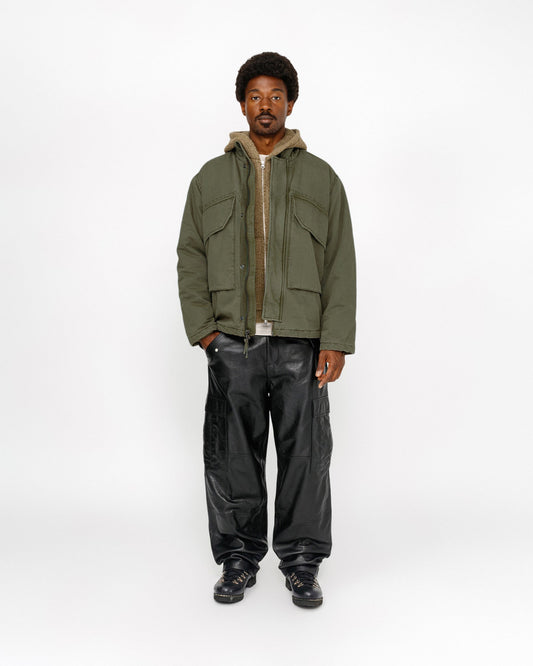 PANTALON EN CUIR CARGO MILITAIRE