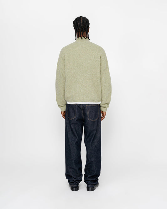 Pull en mérinos brossé, entièrement zippé