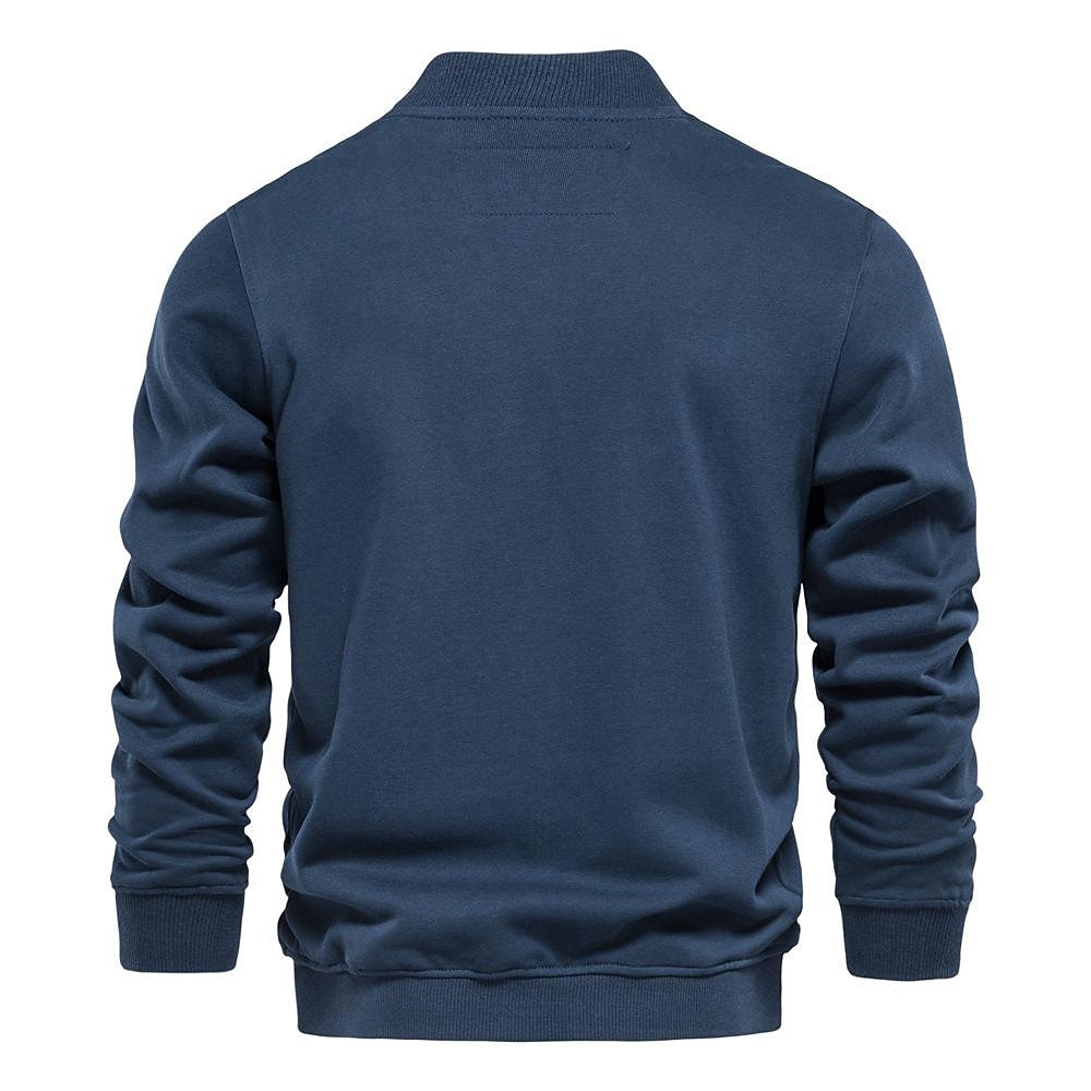 Veste de survêtement zippée en molleton uni à col baseball pour homme