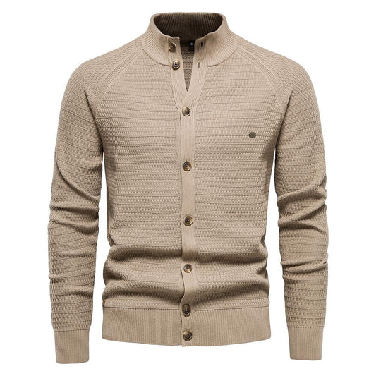 Strickjacke für Herren mit Strukturmuster und Stehkragen