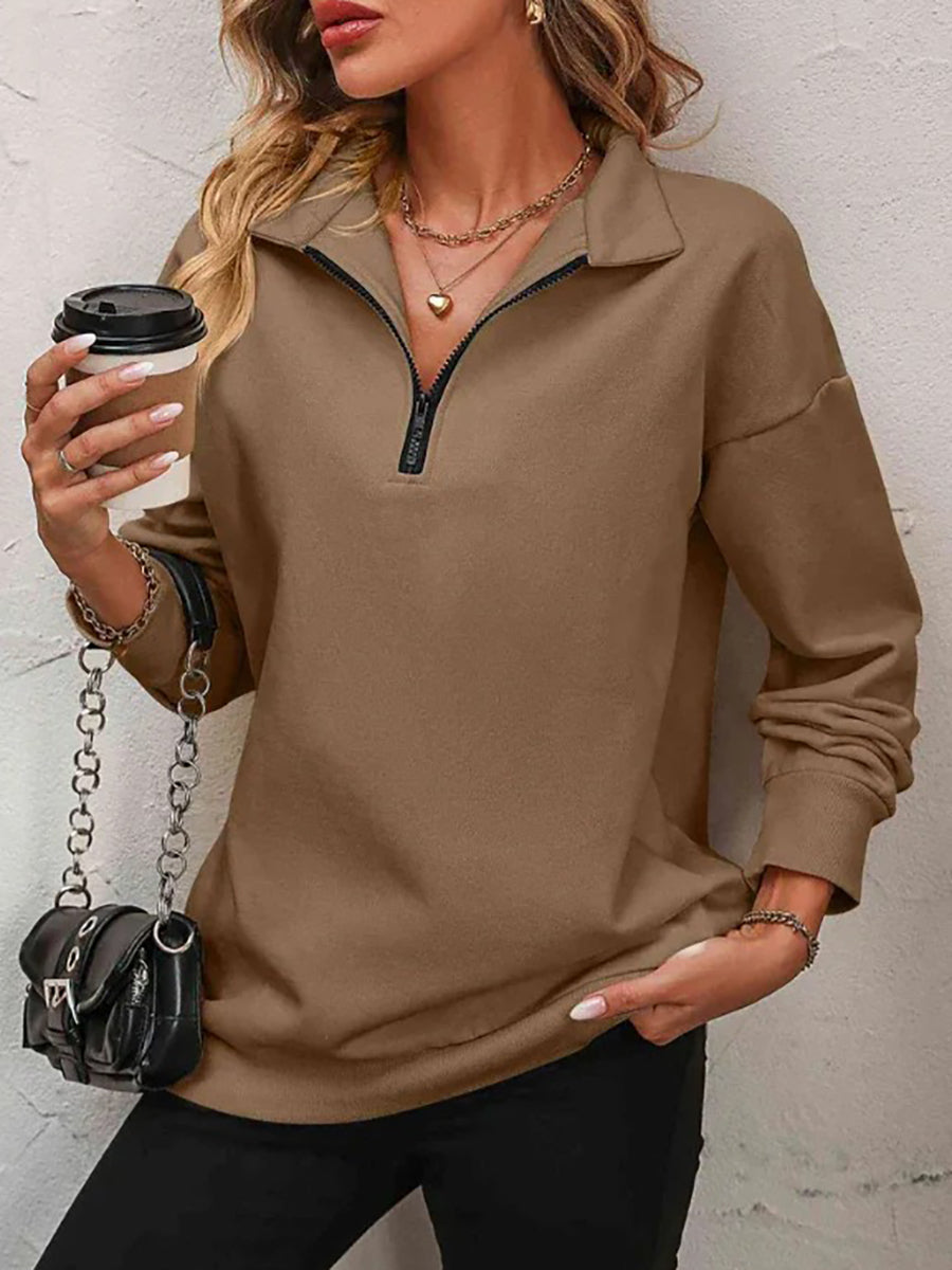 ✨Pull Best-1 en promotion✨Sweat-shirt Femme Zippé Épaules Tombantes Automne/Hiver