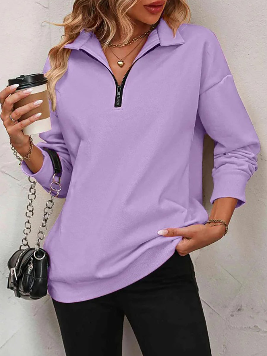 ✨Pull Best-1 en promotion✨Sweat-shirt Femme Zippé Épaules Tombantes Automne/Hiver