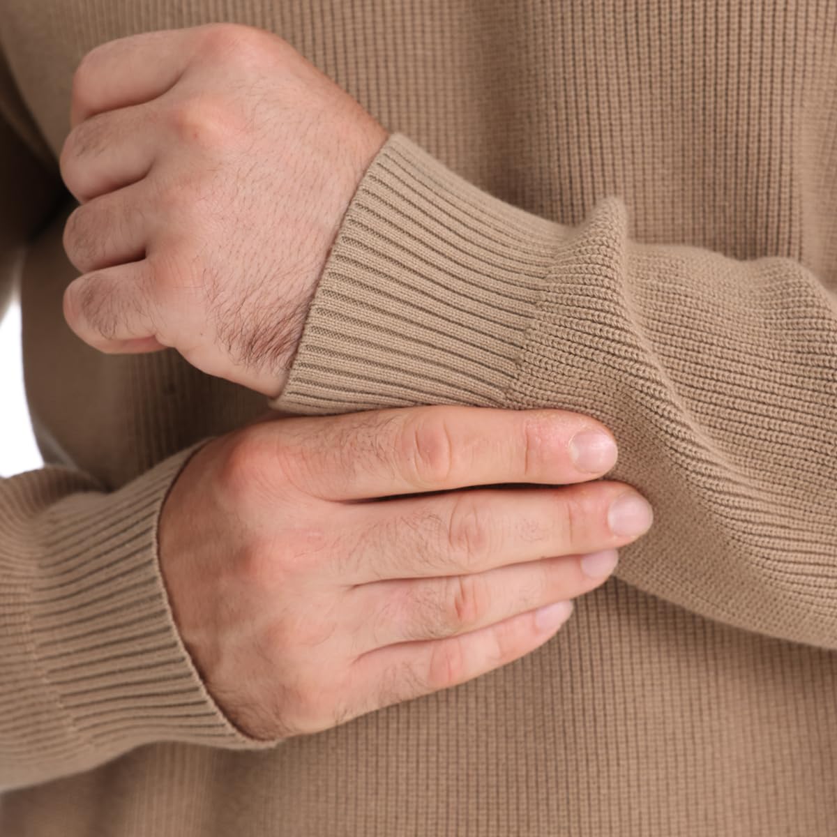 Pull en coton à col montant et boutons pour homme