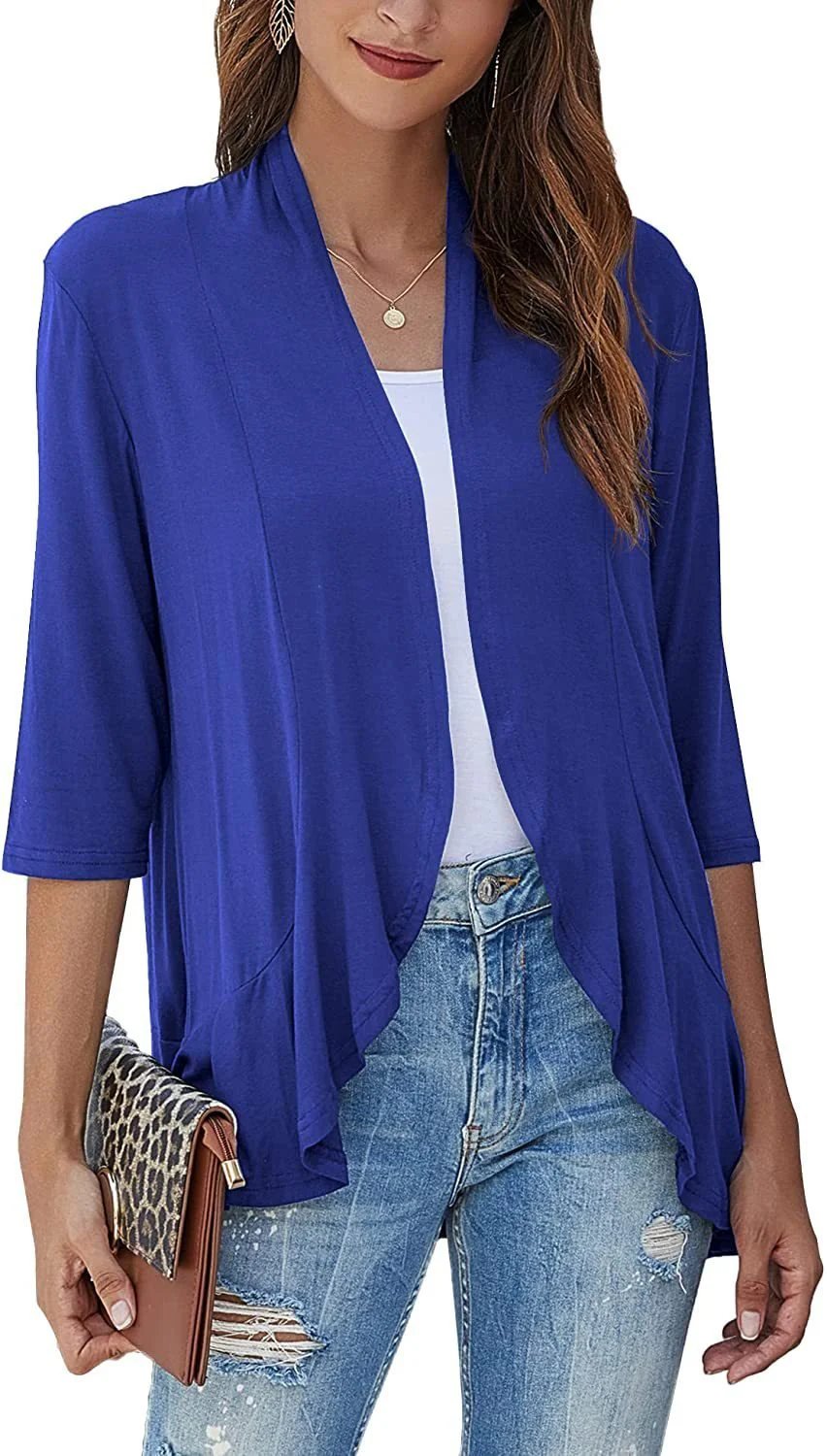 ✨Top 3 Cardigans en Solde 2025✨ | Gilet Léger Ouvert Décontracté à Volants pour Femme Automne/Hiver