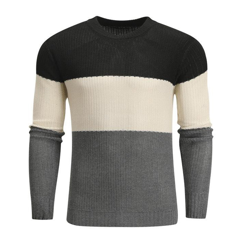 Pull col rond coupe ajustée à rayures colorblock pour homme