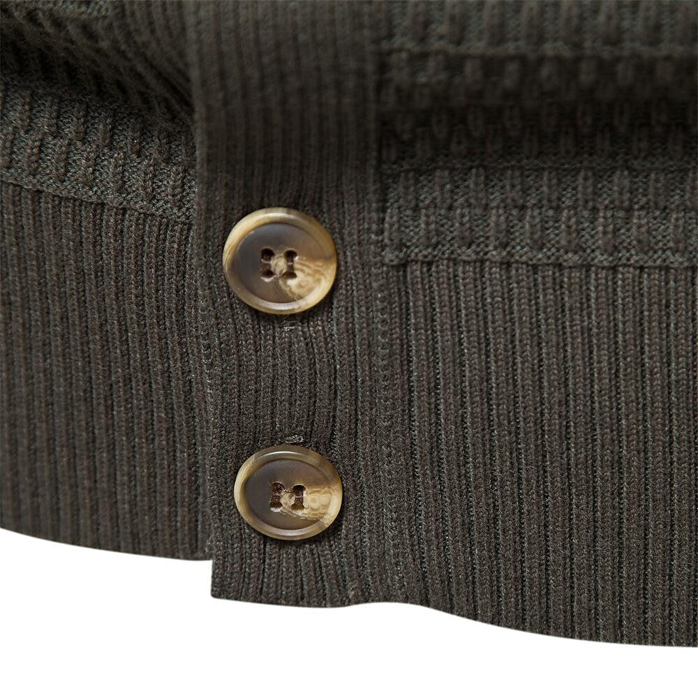 Cardigan tricoté col montant à motif texturé pour homme