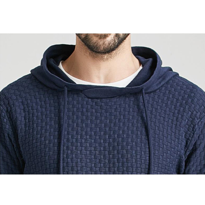 Pull homme à capuche en jacquard motif carreaux style basique vintage