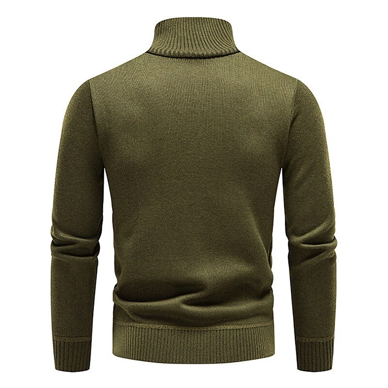 Pull en molleton demi-zippé pour homme, col montant et blocs de couleur