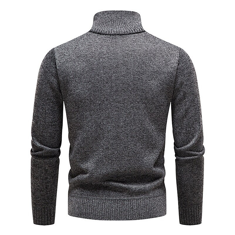 Pull en molleton demi-zippé pour homme, col montant et blocs de couleur