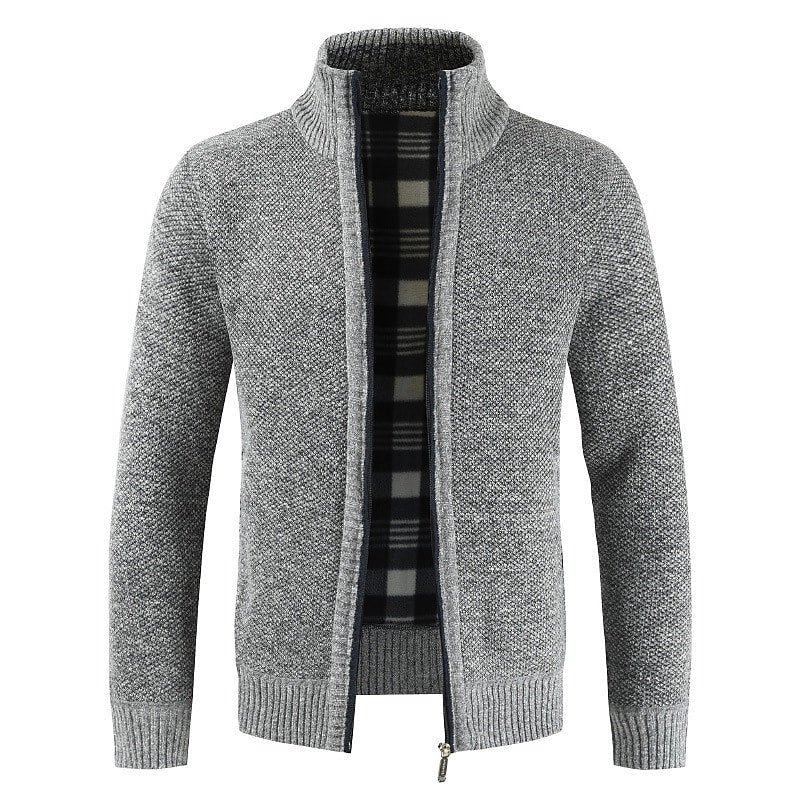 Cardigan zippé homme uni à col montant